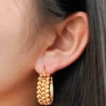 Fashion Jewelry Wholesale 18K Gold Plated 3 Layers Beads Brass Hoop Earrings for Women - Image 4