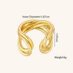 Factory Wholesale 18K Gold Plated Twisted Adjustable Chunky Textured Fashion Rings for Women's Stylish Jewelry - Image 6