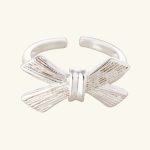 2024 New Minimalist Design Brass Silver-Plated Knot Bow Women's Fashion Resizable Rings