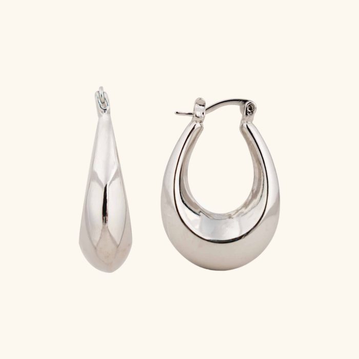 Wholesale High Quality Chunky U Shaped Waterproof Stainless Steel Dainty Hoop Earrings in Silver for Women - Image 1