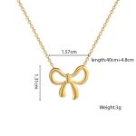 Minimalist Design Stainless Steel Fashion Accessory Waterproof with 18K Gold Plating Tempered Knot Bow Pendant Necklace - Image 6