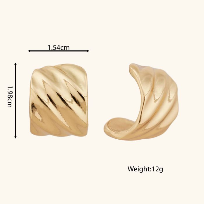 Trendy Minimalist Jewelry Earrings Gold Plated Zinc Alloy Chunky Half Hoop Stud Earring for Women - Image 6