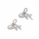 Factory Wholesale Vintage Jewelry Brass Dangle Earrings with Zircon Inlay Knot Bow Design for Wedding Party or Gift