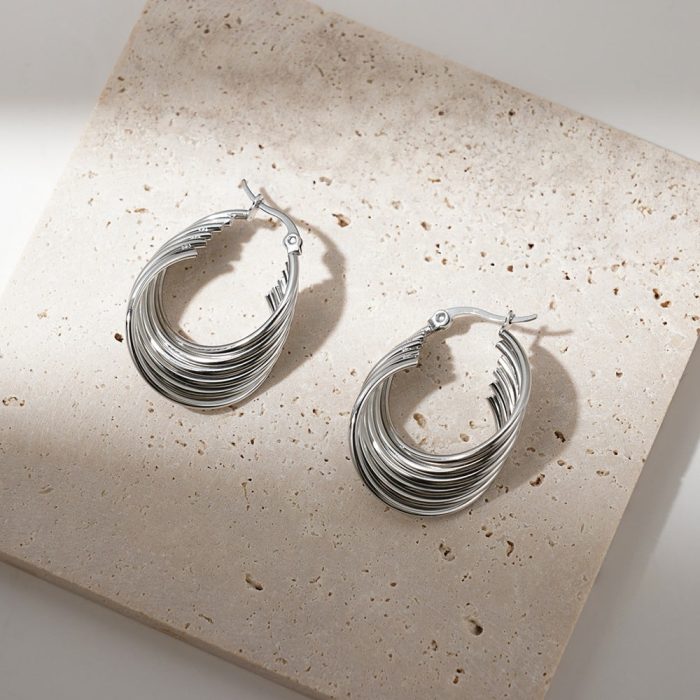 Quality Assurance Hot Selling Fashion Earrings Waterproof Multi-Layers Stainless Steel Hoop Earrings For Women And Girls - Image 2