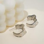 Brass studs Design temperament Irregularly textured stud earrings For Women Valentine's day and Mother's Day Gift - Image 3
