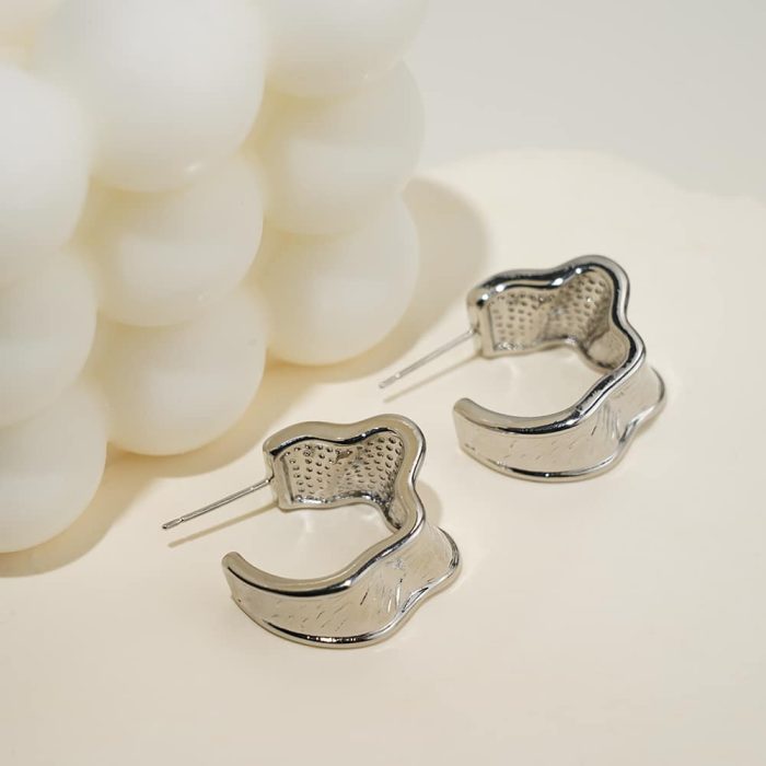 Brass studs Design temperament Irregularly textured stud earrings For Women Valentine's day and Mother's Day Gift - Image 3