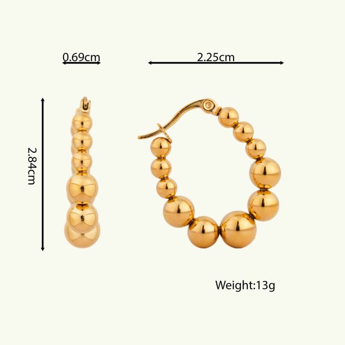 Reliable Quality Wholesale 18K Gold Plating Beaded Hoop Earrings for Women Accessories Earrings - Image 6