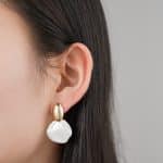 Factory Pricing wholesale Iconic Design Jewelry Fashionable Temperament Dual Plated Shell Shape Brass Stud Earrings for Women - Image 5