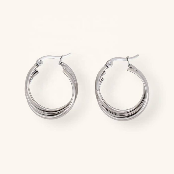 Professional Manufacture Nice Price Lightweight Stainless Steel Hoop Artisan Crafted Metal Earrings For Formal Occasions - Image 1