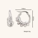 2024 Premium Waterproof Women'S Stainless Steel Silver Color Stud Twisted Art Design Hoop Earrings - Image 6
