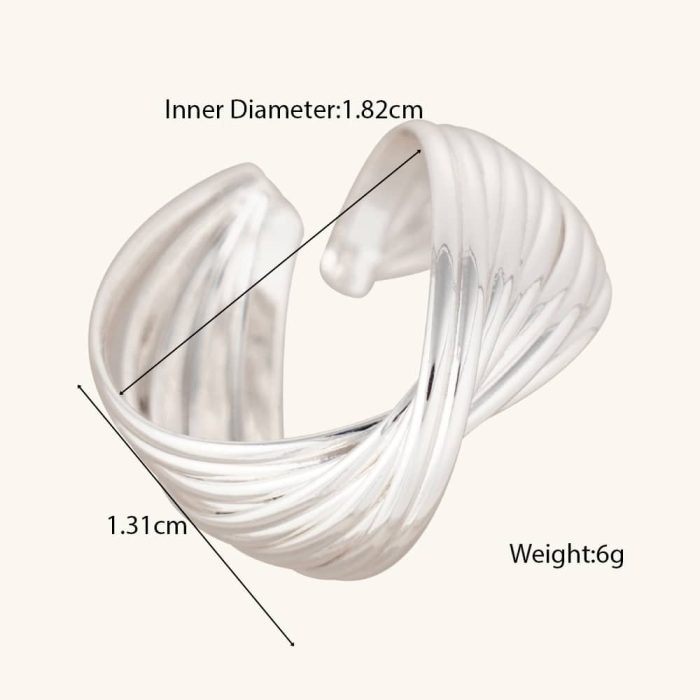Factory Wholesale Vintage Chunky Textured Twisted Design Brass Silver Plated Resizable Rings for Women Jewelry Use - Image 6