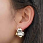 Irregular Two Layers Heart Shape Waterproof Non Tarnish 18K Gold and Palladium Plated Stud Earrings for Women - Image 4