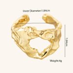 Wholesale Bulk Fashion Jewelry Chunky Hammered Textured 18K Gold Plated Brass Irregular Heart Shape Adjustable Rings - Image 6