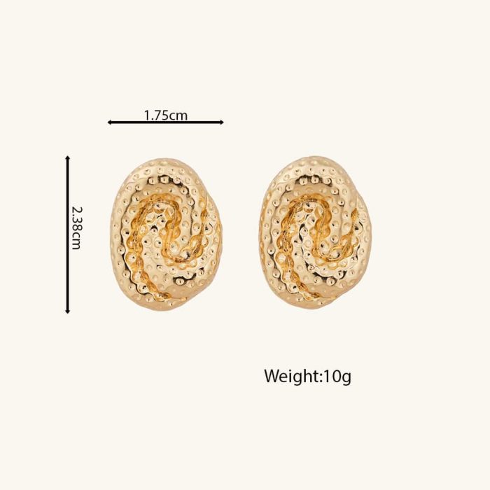 Chunky Spiral Hammered Zinc Alloy Fashion Earrings Gold Plated Vintage Statement Stud Earrings for Women Wholesale Bulk - Image 6