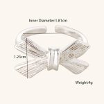 2024 New Minimalist Design Brass Silver-Plated Knot Bow Women's Fashion Resizable Rings - Image 6