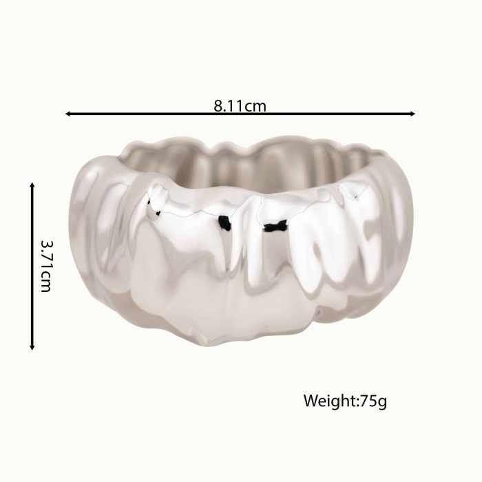 Factory Directly Wholesale Hardware Rounded Chunky Imitation Plating Zinc Alloy Cuff Bracelet - Image 6