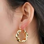 Trendy Design Stylish Jewelry 18K Gold Plated Twisted Big Circle Brass Hoop Earrings for Women - Image 4