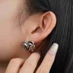 Guaranteed Quality Unique Imitation Rhodium Plated Irregular Heart-Shaped Stud Earrings for Women Gift - Image 3