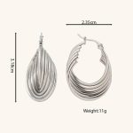 Daily Waterproof Twisted Textured Cartilage Lightweight Hypoallergenic U Shaped Stainless Steel Hoop Earrings for Women Jewelry - Image 6