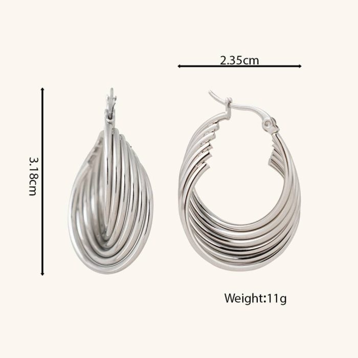 Daily Waterproof Twisted Textured Cartilage Lightweight Hypoallergenic U Shaped Stainless Steel Hoop Earrings for Women Jewelry - Image 6