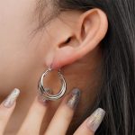Daily Stainless Steel Hoop Earrings Women Statement Earrings Fashion Simple Jewelry - Image 5
