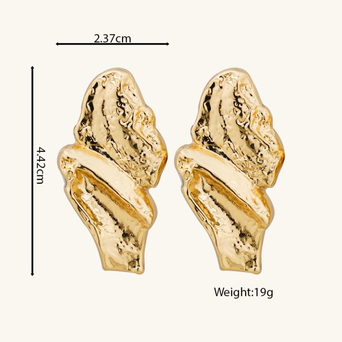 2024 New Arrival Fashion Jewelry retro vintage high-end earrings for women's fashionable irregular 18k real gold brass earrings - Image 2