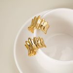 Brass golden corrugated earrings for women New small rectangular pleated earrings fashion jewelry 2024 - Image 4