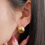 Unique Design Hot Sale 18K Gold Plating Stainless Steel Shell Shape Jewelry Stud Earrings - Image 4