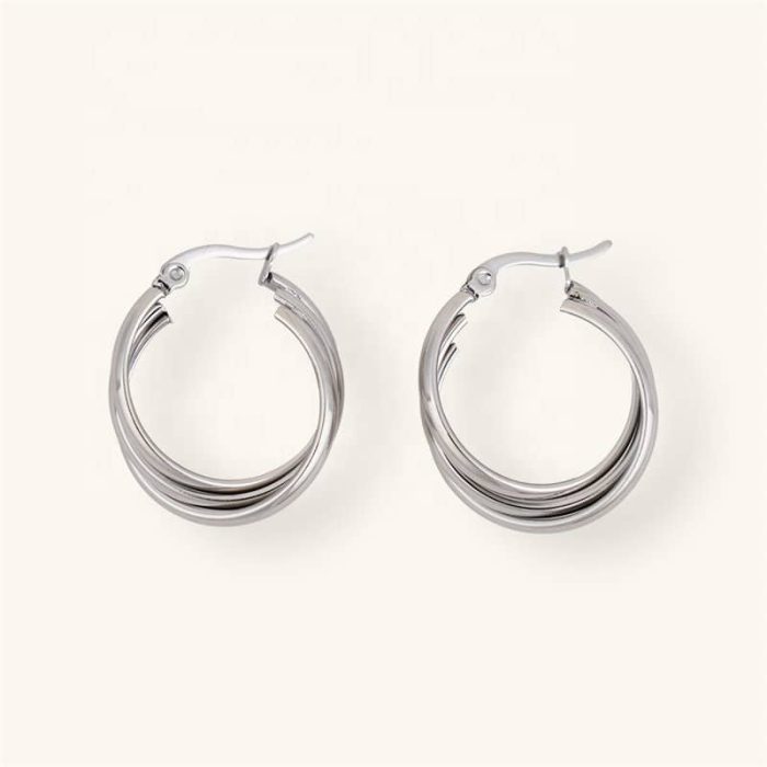 Daily Stainless Steel Hoop Earrings Women Statement Earrings Fashion Simple Jewelry - Image 1