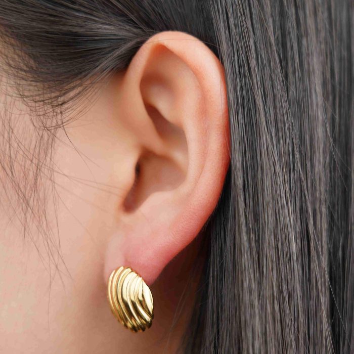 Unique Design Hot Sale 18K Gold Plating Stainless Steel Shell Shape Jewelry Stud Earrings - Image 3