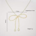 Fashion Vintage Design Jewelry Full Beaded Imitation Pearl Knot Bow Shape Pendent Necklace Women's Gift - Image 6
