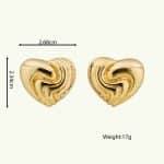 Various Good Quality Gold Plated Twisted Textured Heart Shape Alloy Classy Stud Earrings - Image 6