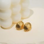 Unique Design Hot Sale 18K Gold Plating Stainless Steel Shell Shape Jewelry Stud Earrings - Image 2