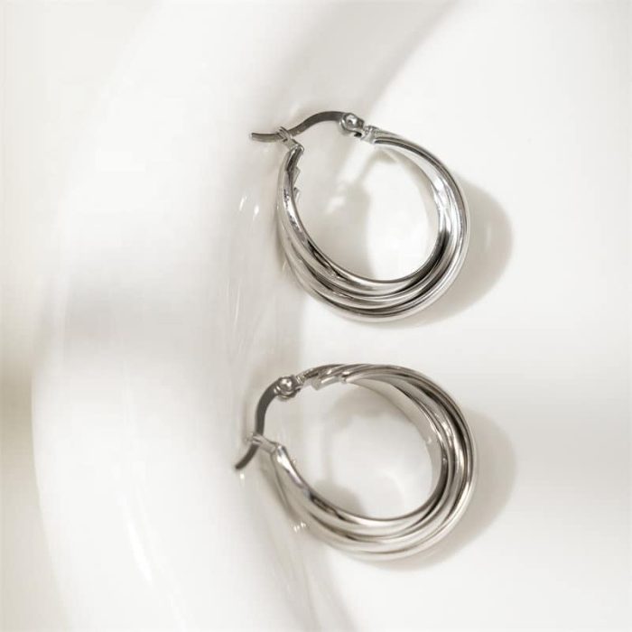 Daily Stainless Steel Hoop Earrings Women Statement Earrings Fashion Simple Jewelry - Image 3