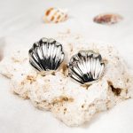 Vintage Fashionable Jewelry Palladium Plated Brass Stud Earrings in Shell Shape for Women's Daily Wear - Image 2