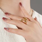 Factory Wholesale 18K Gold Plated Twisted Adjustable Chunky Textured Fashion Rings for Women's Stylish Jewelry - Image 2