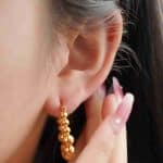 Reliable Quality Wholesale 18K Gold Plating Beaded Hoop Earrings for Women Accessories Earrings - Image 3