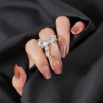 Factory Pricing Fashionable Jewelry Women's Hammered Knot Bow Silver Plated Brass Personality Ring - Image 3