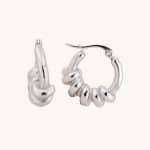 2024 Premium Waterproof Women'S Stainless Steel Silver Color Stud Twisted Art Design Hoop Earrings