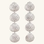 Factory Directly Sale Palladium Plated Trendy Ocean Design four Shell Shape Brass Stud Earrings for Women Gift