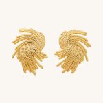 2024 Fashionable Vintage Jewelry 18K Gold Plated Spiral Splash Textured Brass Stud Earrings