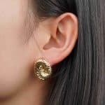 Chunky Spiral Hammered Zinc Alloy Fashion Earrings Gold Plated Vintage Statement Stud Earrings for Women Wholesale Bulk - Image 4
