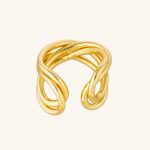 Factory Wholesale 18K Gold Plated Twisted Adjustable Chunky Textured Fashion Rings for Women's Stylish Jewelry
