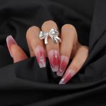 New Arrival Women's Fashionable Brass Ring Resizable Silver Plated with Bowknot Stylish Jewelry - Image 4