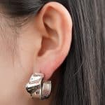Brass studs Design temperament Irregularly textured stud earrings For Women Valentine's day and Mother's Day Gift - Image 4