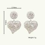 Classic Stylish Heart Shape Pendant Imitation Rhodium Plated Hammered Zinc Alloy Drop Earrings for Women - Image 6