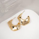 Wholesale Fine Jewelry Chunky Irregular Geometric Shape 18K Gold Plated Brass Stud Earrings for Women Daily Wear - Image 3
