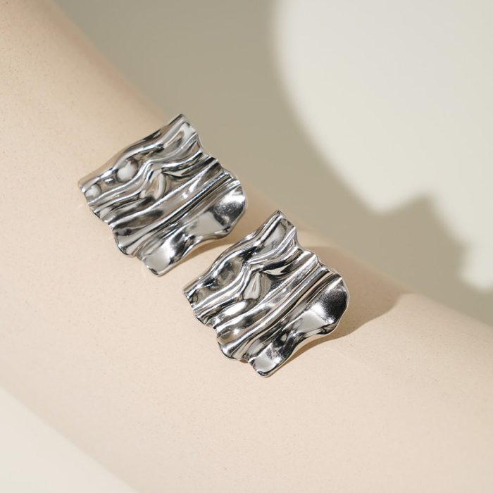 Hypoallergenic Stainless Steel Handmade Earrings Women Luxury Silver Jewelry Stud Earrings - Image 3