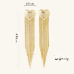 New Arrival Vintage Heart Shape Brass Dangle Earrings 18K Gold Plated Tassel Earrings for Women - Image 6