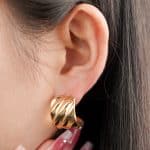Trendy Minimalist Jewelry Earrings Gold Plated Zinc Alloy Chunky Half Hoop Stud Earring for Women - Image 3